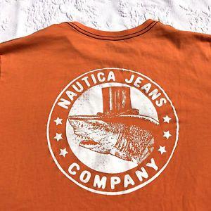 Nautica Logo - Nautica Spell Out Front And Back Logo Orange Men's T Shirt Size XL