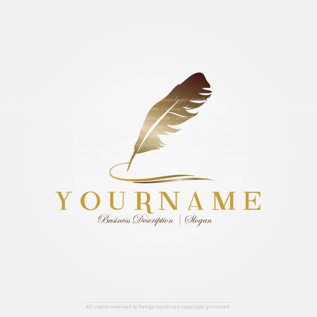 Feather Quill Logo - Create a Logo Online - feather ink pen logo template