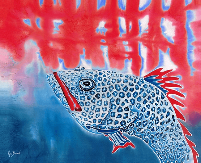 Red White Blue Fish Logo - Red White & Blue Fish Poster. SeaHorse Gallery & Gift Shop