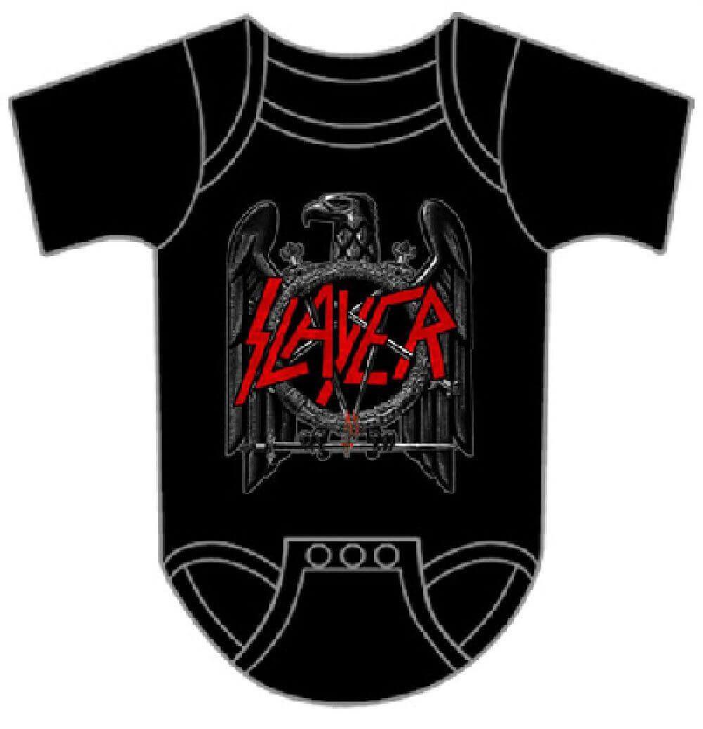 Baby Eagle Logo - Slayer Eagle Logo Baby Onesie Infant Romper Black Suit | Rocker Rags