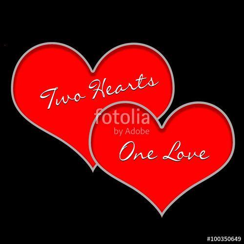 Two Hearts One Love Logo - Two red hearts on black background with text: Two Hearts, One love