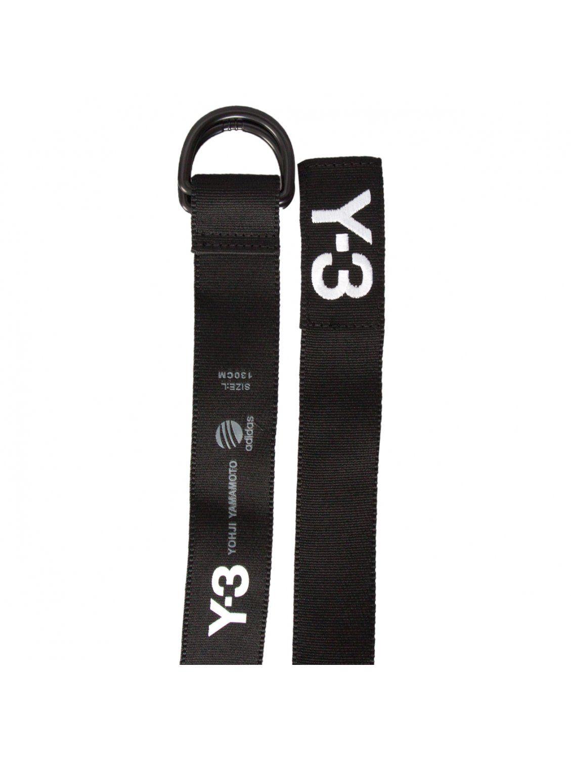 Black and White Y Logo - Y 3 Logo Belt In Black For Men