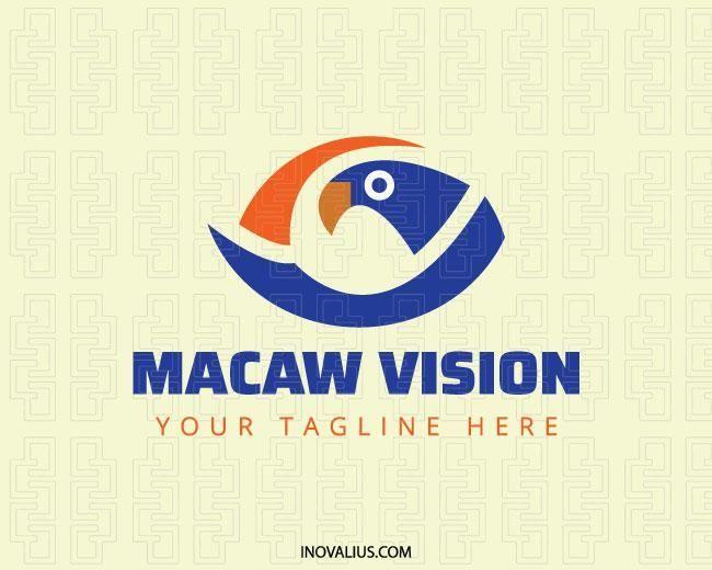 Eye Shape with Logo - Abstract logo in the shape of a macaw combined with an eye composed