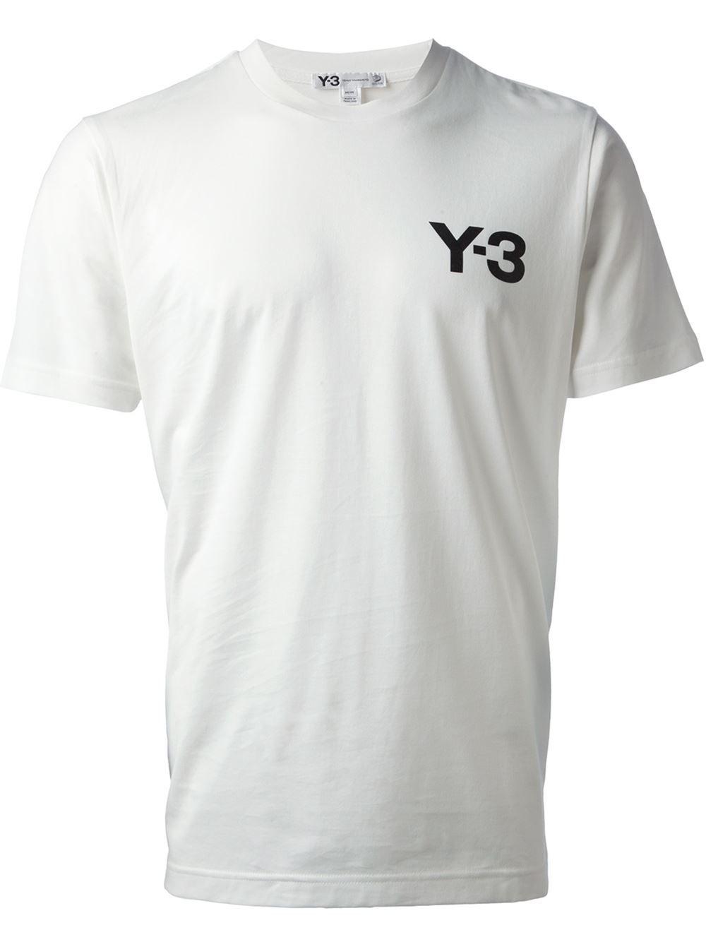Black and White Y Logo - Y 3 Logo Tshirt In White For Men