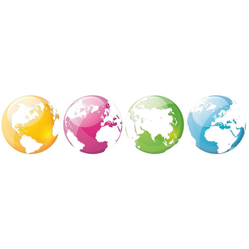 Multicolored Globe Logo - 6.5 In. Multi Colored Globes Wall Transfer Decals (4 Pack) 13101