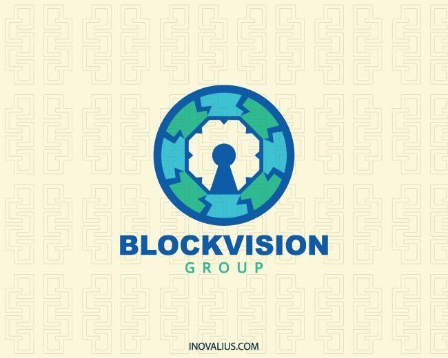 Eye Shape with Logo - Block Vision Logo Design For Sale | Inovalius