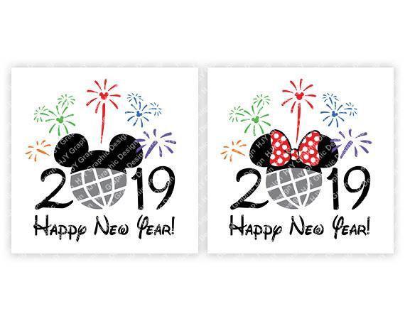 Disney 2019 Logo - Disney Happy New Year 2019 Epcot Fireworks Mickey Mouse | Etsy