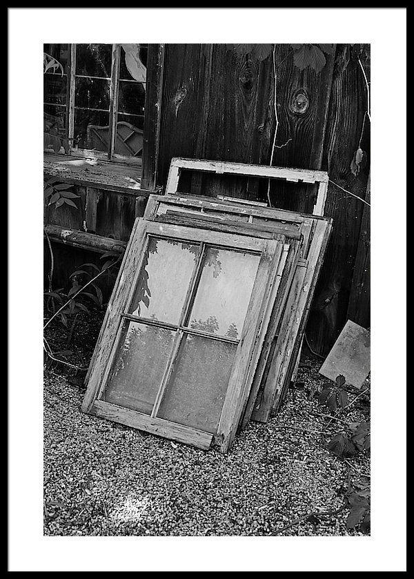 Vintage Black and White Windows Logo - Broken Pieces Of Yesterday Vertical Framed Print By Michiale