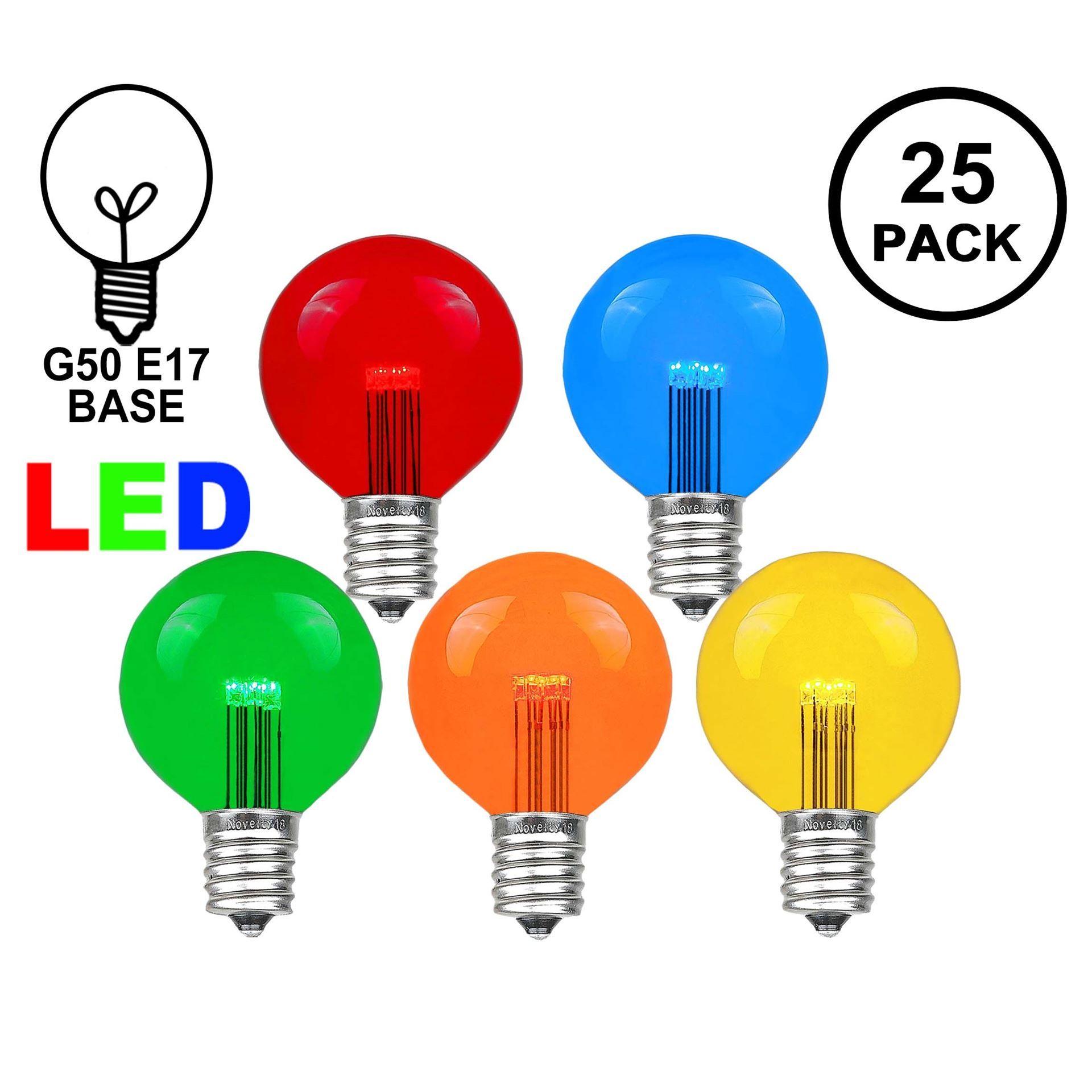 Multicolored Globe Logo - Multi Assorted Color LED G50 Globe Bulbs - Novelty Lights