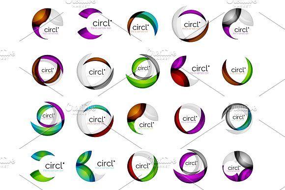Shapes and a Circle Logo - Circle logo collection. Transparent overlapping swirl shapes