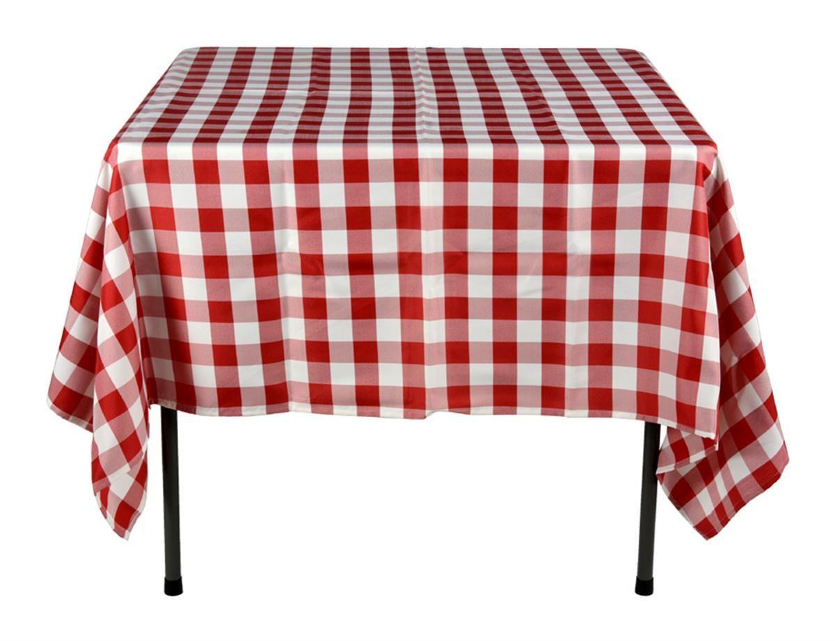 Italian Red White Square Logo - Red & White Tablecloths | 100% Polyester Checkerboard Pattern