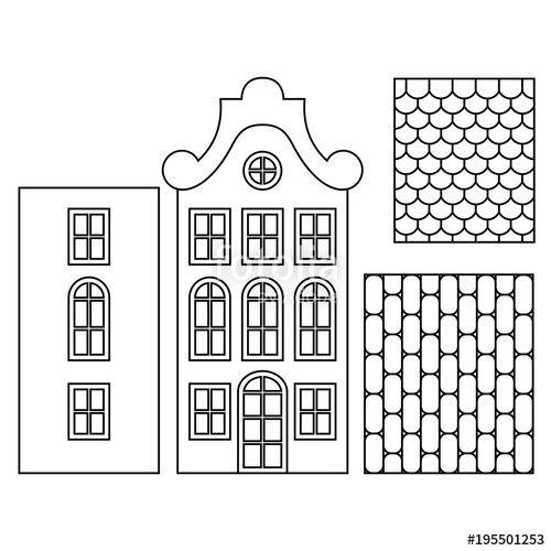Vintage Black and White Windows Logo - Details of the European house, walls projections from different ...