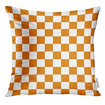 Square Red and White Checkerboard Logo - Golee Throw Pillow Cover Red Check Orange White
