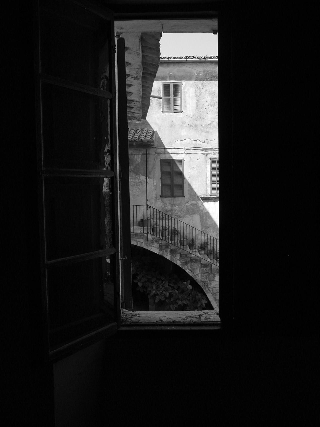Vintage Black and White Windows Logo - Andrew Clegg Littler “Window to the Stairs” Mallorca, Spain