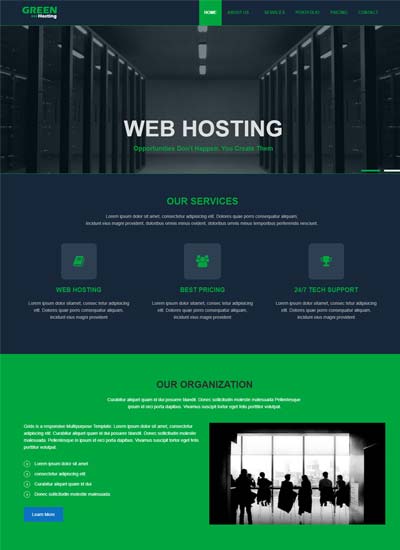 Green Web and Tech Logo - Impressive Free Web Hosting Templates - WebThemez