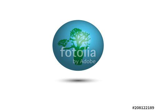 Multicolored Globe Logo - Boab or Baobab Tree Vector isolated, multi color button globe ...