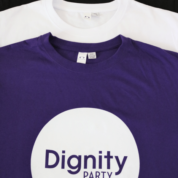 Purple with White Logo - Men's T-Shirt – Dignity Party