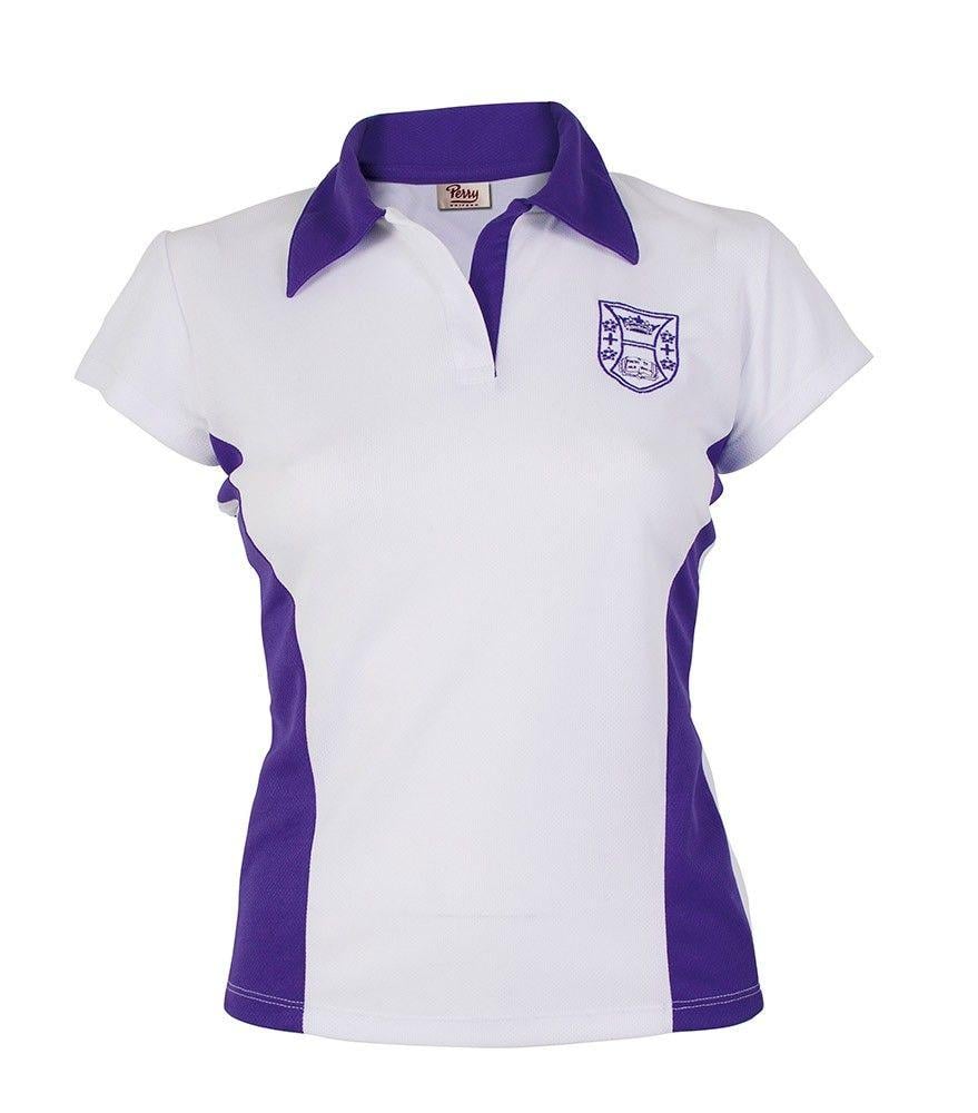 White On Purple Logo - PLO 29 PHC Helena Fitted Polo Sh Purple Logo