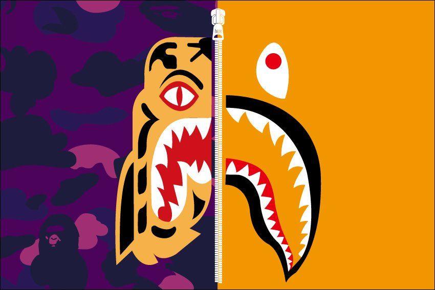Tiger BAPE Shark Logo - BAPE *A BATHING APE BATHING APE TIGER SHARK