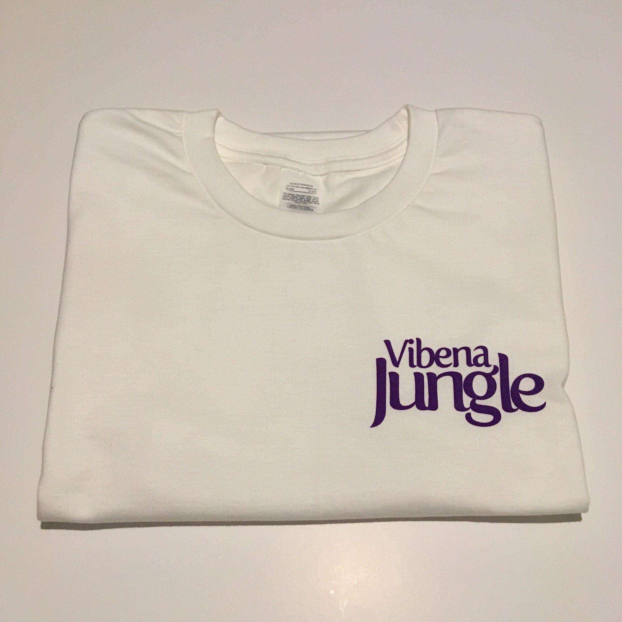 White On Purple Logo - Vibena Jungle White T-Shirt / Purple Logo