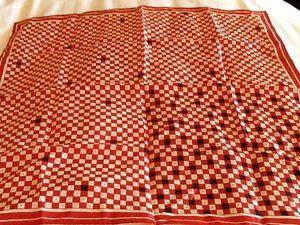 Square Red and White Checkerboard Logo - Vintage Vera Neumann scarf Square Checkerboard design Red Black