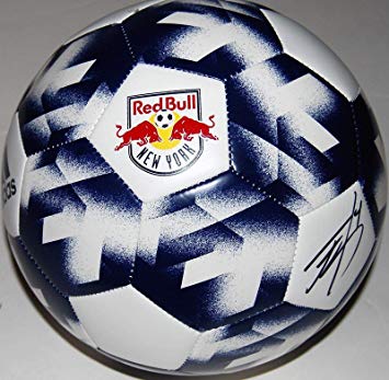 Bull Soccer Logo - TYLER ADAMS signed (NEW YORK RED BULLS) MLS SIZE 5 logo Soccer ball ...