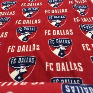 Red and White Soccer Logo - FC Dallas Soccer Club Red Blue White Shield Bull Logo Fleece Fabric ...