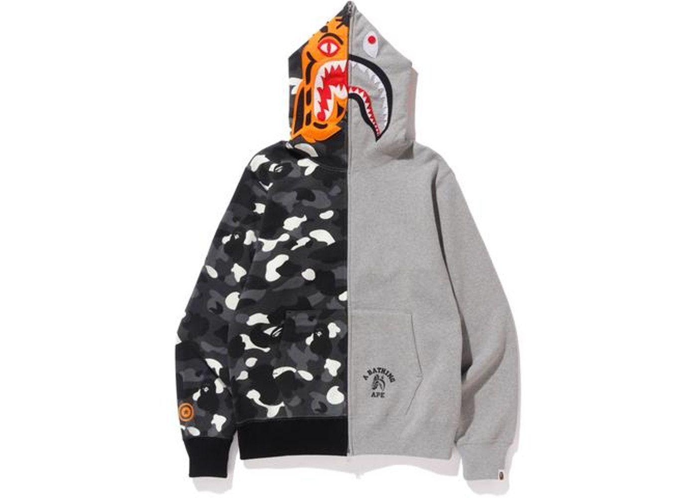 Tiger BAPE Shark Logo - Bape City Camo Tiger Shark Full Zip Hoodie Gray | Clothes in 2019 ...