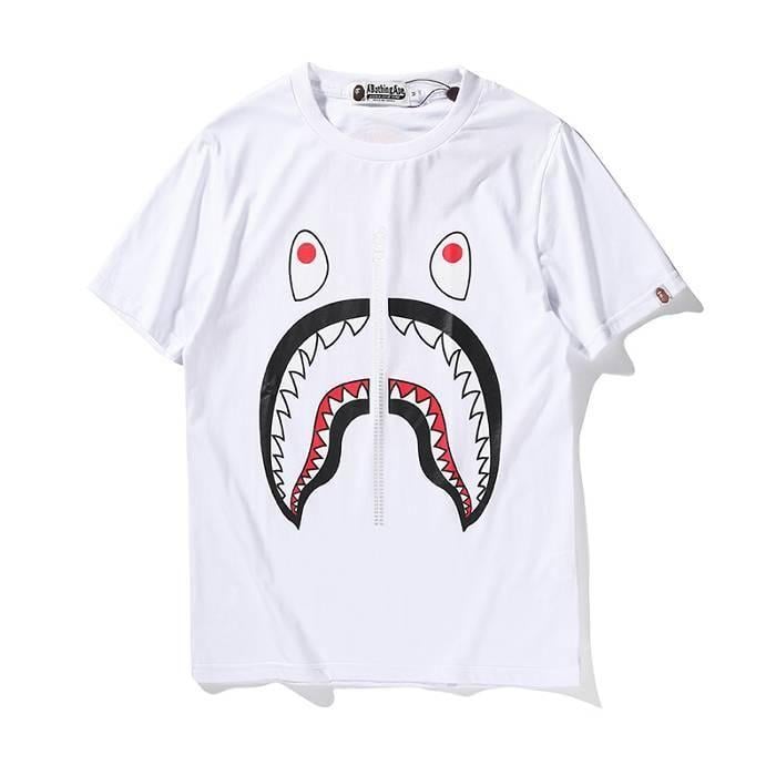 Tiger BAPE Shark Logo - Cheap Logo Bepa White Tee with Shark & Tiger Printing on Sale ...