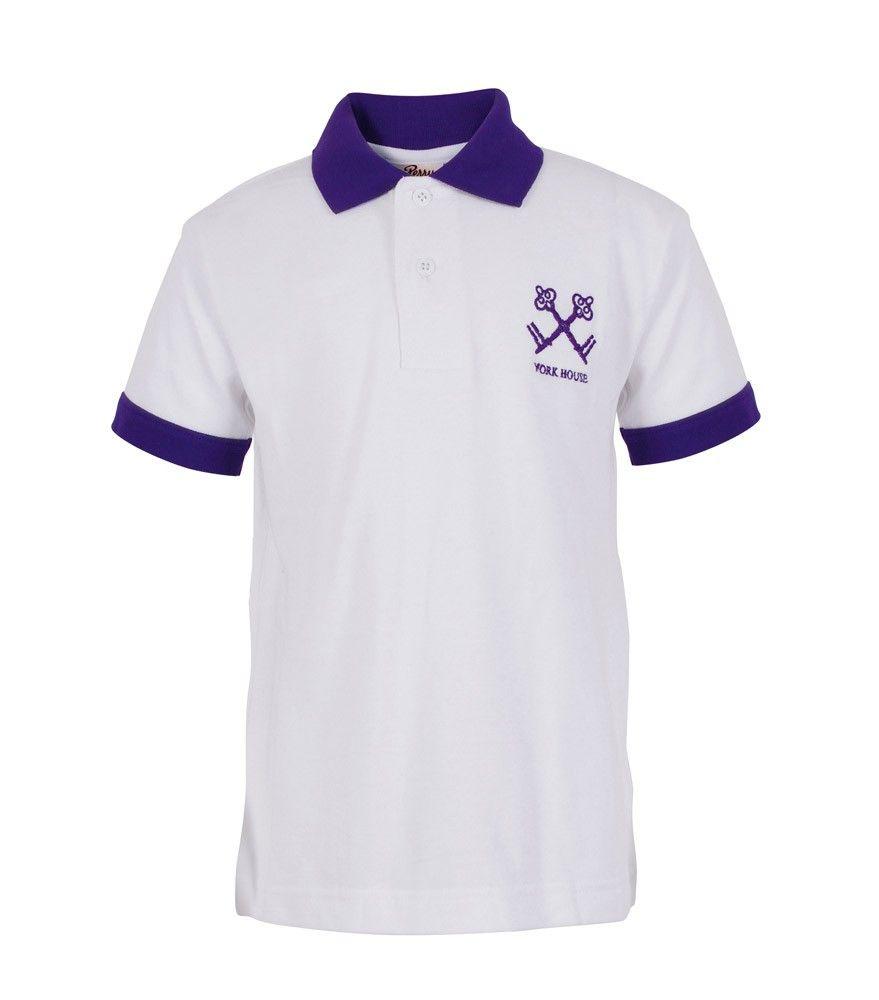 White On Purple Logo - TSH 66 YHS House Sports Polo Purple Logo