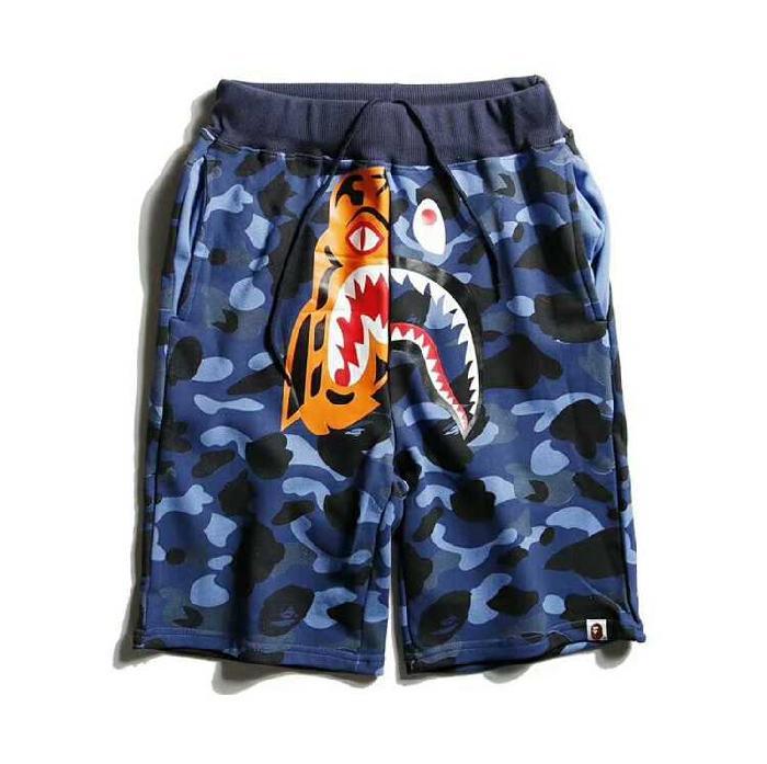 Tiger BAPE Shark Logo - Affordable Bape Shark Tiger Head Navy Blue Camo Shorts on Sale, Buy ...