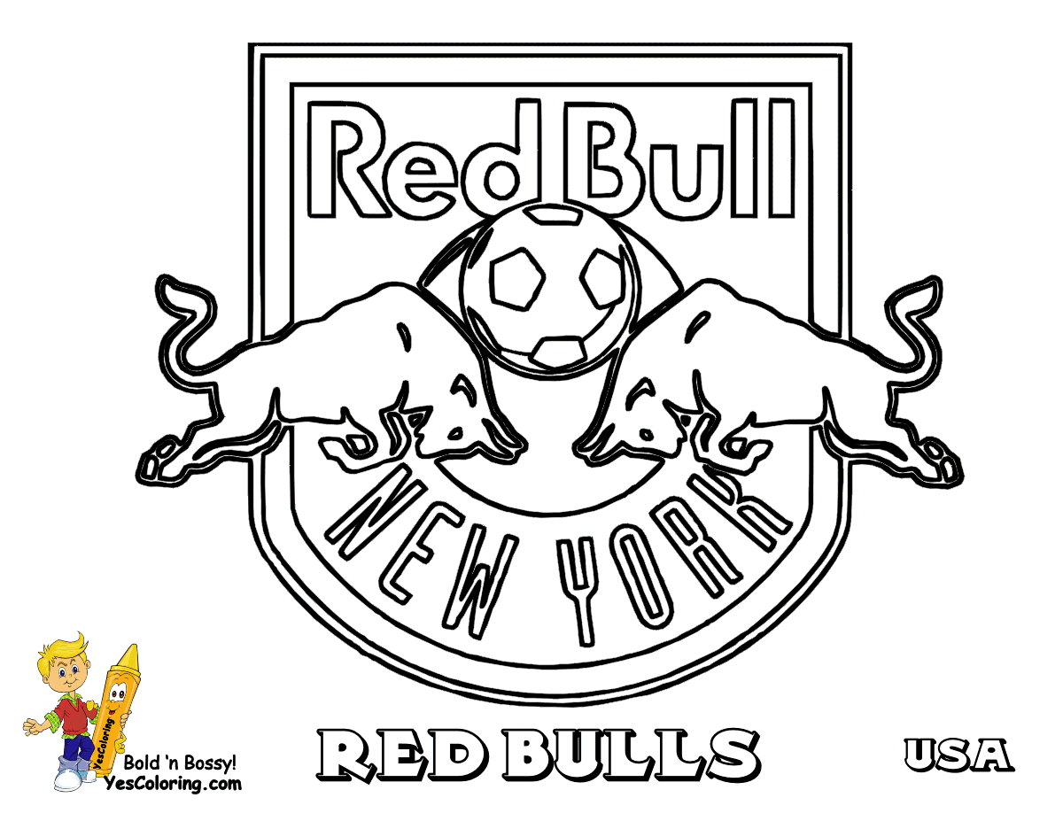 Red Bulls Soccer Logo - Soccer Picture Coloring | USA MLS Soccer East | Free | FIFA Sports