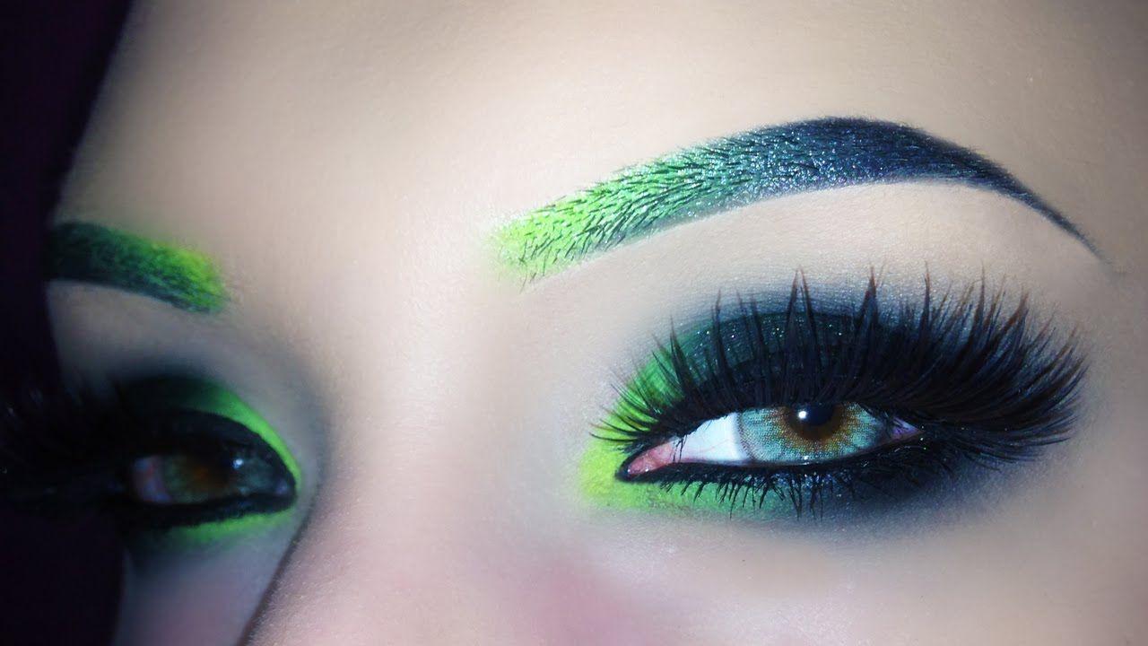 Lime Green Eye Logo - Neon Make Up Tutorial Yellow, Neon Green & Black Smoky