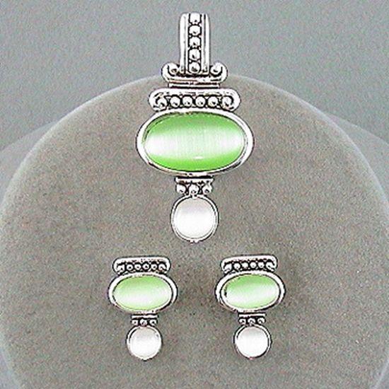 Lime Green Eye Logo - Youngs Trading- PENDENT / EARRINGS SET STYLE GREEN