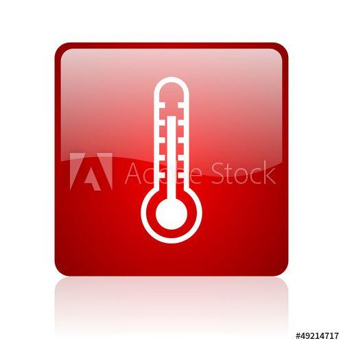 White with a Red Square Logo - thermometer red square glossy web icon on white background