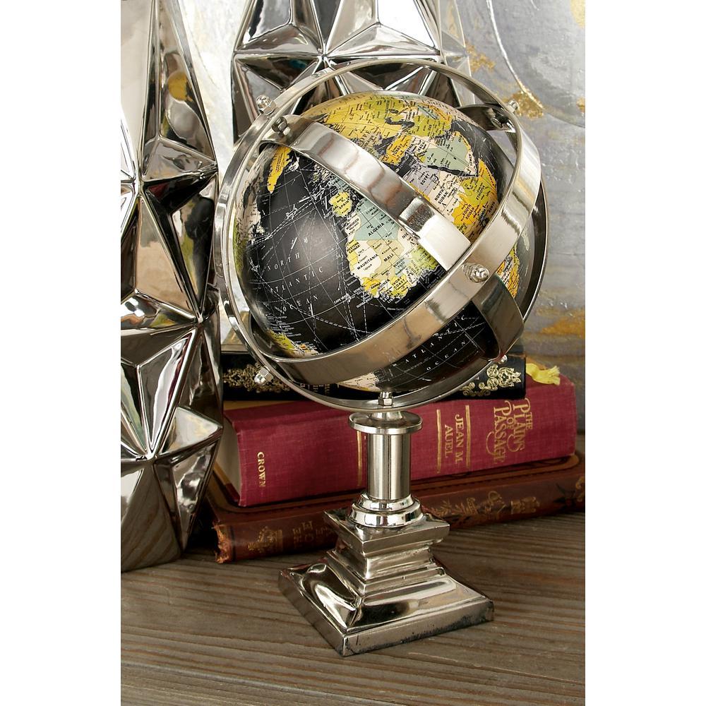 Multi Colored Globe Logo - Litton Lane 12 in. Black and Multi-color Globe Decor on Silver Frame ...
