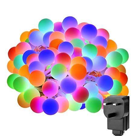 Multi Colored Globe Logo - LE 10m 100 LED Festoon Lights, Plug in Multi Colored Globe String ...