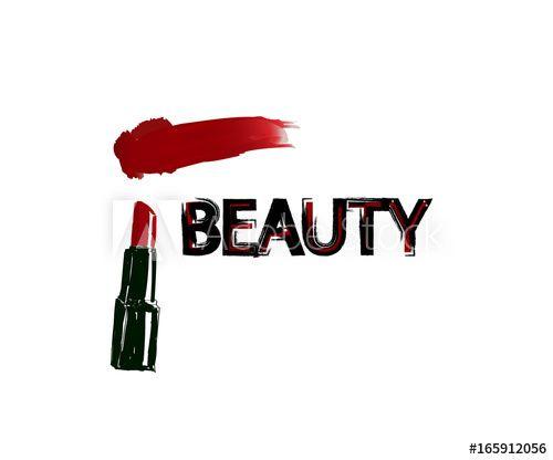 Lipstick Logo - Red lipstick with trace smears on a white background with beauty