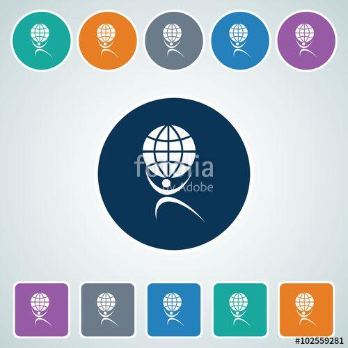 Multicolored Globe Logo - Icon of Man With Globe in Multi Color Circle & Square Shape. Eps-10 ...