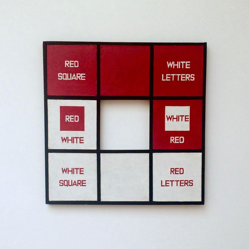 White with a Red Square Logo - Sol Lewitt Square White Letters