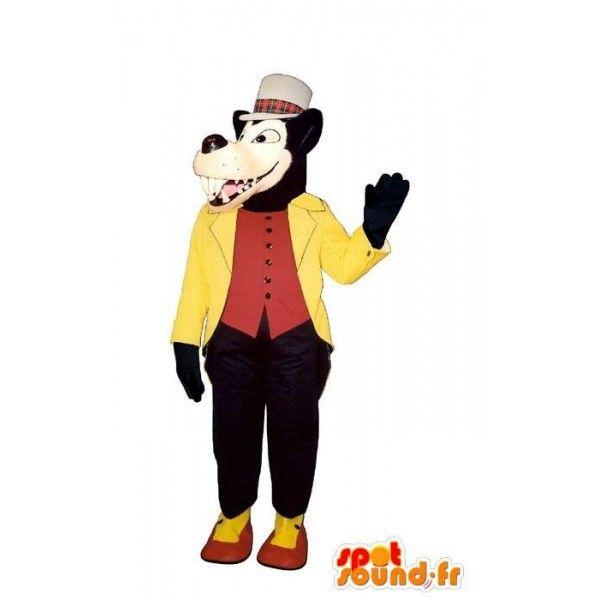 Yellow and Red Wolf Logo - Purchase Black wolf mascot dressed in yellow and red - Wolf Costume ...