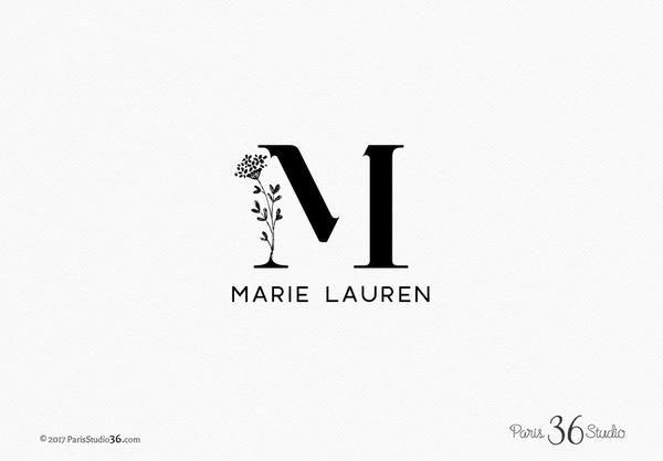 Minimalist Logo - Minimalist Floral Monogram Logo Design by The Paris Studio, Madame