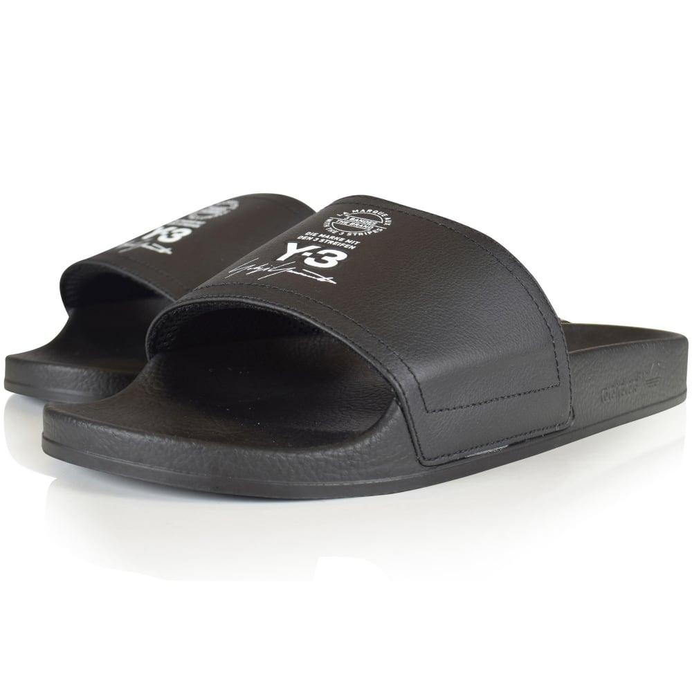 Black and White Y Logo - ADIDAS Y-3 Adidas Y-3 Black Logo Sliders - Men from Brother2Brother UK