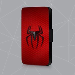 Red Spider Logo - Spiderman Superhero Red Spider Leather Phone Case Flip Cover | eBay