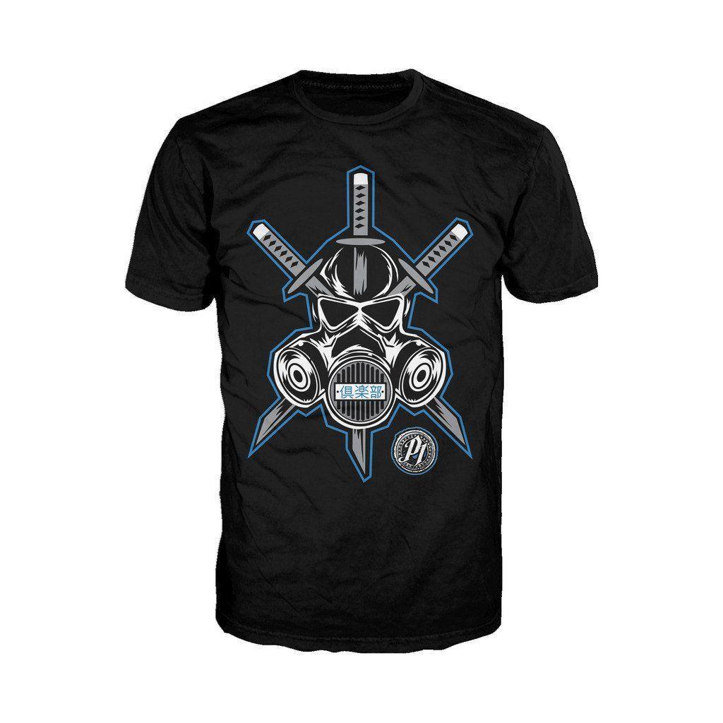 Black Mask Logo - WWE AJ Styles Logo Gas Mask Samurai Official Men's T Shirt Black