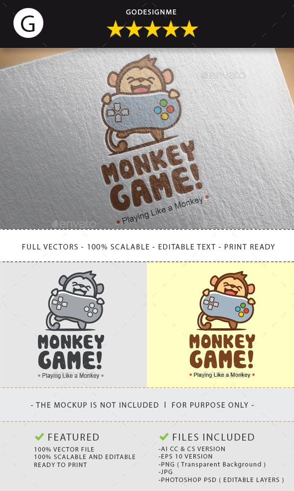CC Game Logo - Monkey Game Logo Design by godesignme_kong | GraphicRiver