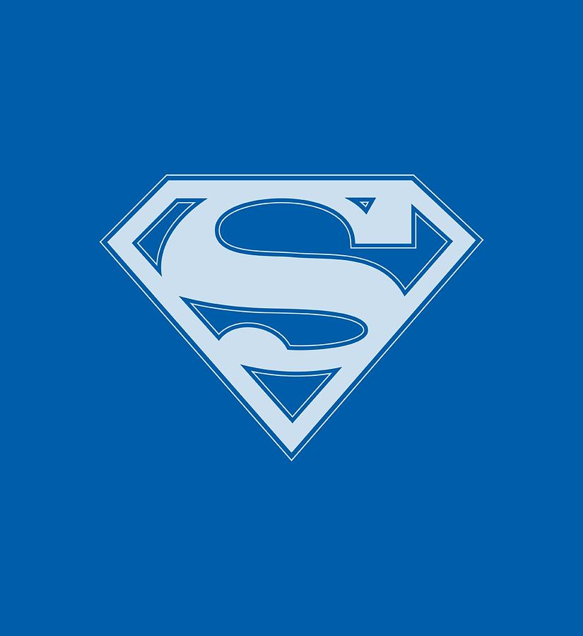 White and Blue Superman Logo - Superman - Blue And White Shield Digital Art by Brand A