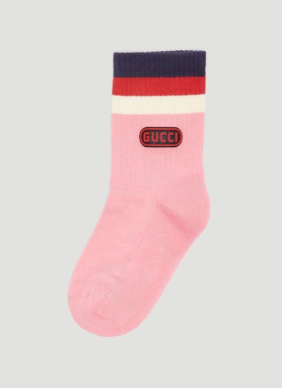 CC Game Logo - Gucci Logo Game Patch Socks in Pink | LN-CC