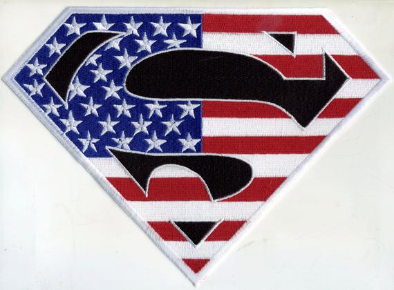White and Blue Superman Logo - 7.75 X 11 X Large Embroidered Superman Red White