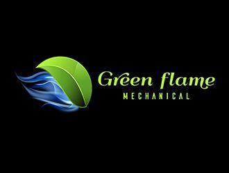 Blue Leaf Green Flame Logo - Green flame mechanical logo design - 48HoursLogo.com
